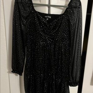 Chic Black Sparkle Long Sleeve Dress